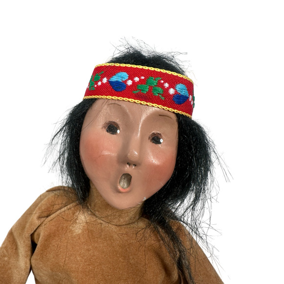 Vintage Byers Choice Carolers Native American Indian Boy w/ Fish Figurine Signed - Picture 5 of 11